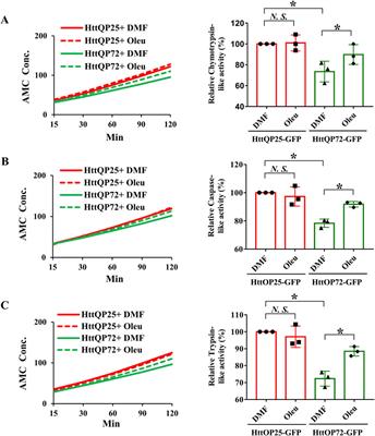 Oleuropein enhances proteasomal activity and reduces mutant huntingtin-induced cytotoxicity